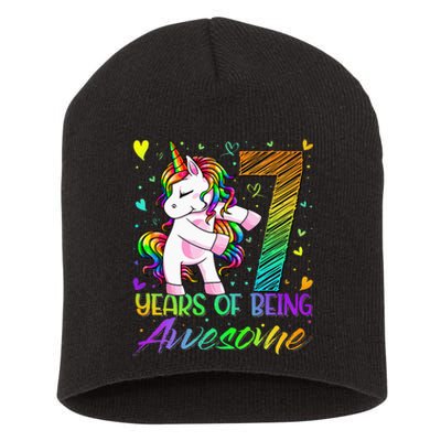 7 Year Old Gifts Unicorn Flossing 7th Birthday Girl Party Short Acrylic Beanie