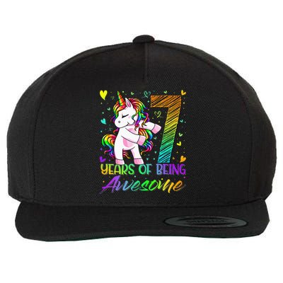 7 Year Old Gifts Unicorn Flossing 7th Birthday Girl Party Wool Snapback Cap