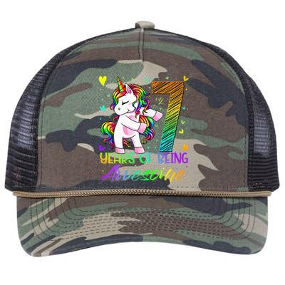 7 Year Old Gifts Unicorn Flossing 7th Birthday Girl Party Retro Rope Trucker Hat Cap