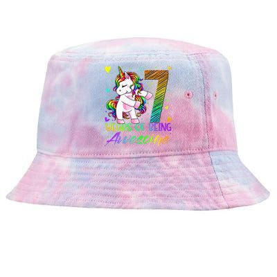 7 Year Old Gifts Unicorn Flossing 7th Birthday Girl Party Tie-Dyed Bucket Hat