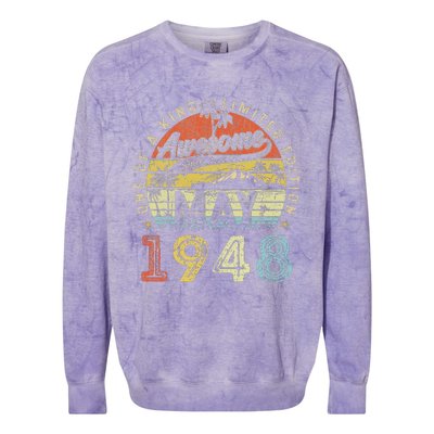 75 Year Old Awesome Since May 1948 75th Birthday Colorblast Crewneck Sweatshirt