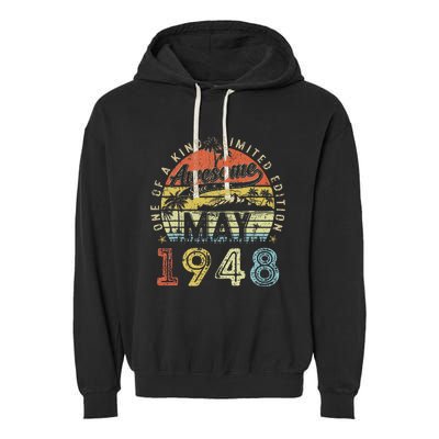 75 Year Old Awesome Since May 1948 75th Birthday Garment-Dyed Fleece Hoodie