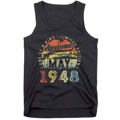 75 Year Old Awesome Since May 1948 75th Birthday Tank Top