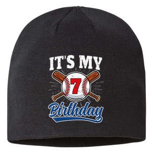 7 Years Old Baseball Player 7th Birthday Party Sustainable Beanie