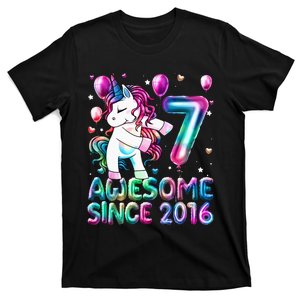 7 Years Old Unicorn Flossing 7th Birthday Girl Unicorn Party T-Shirt