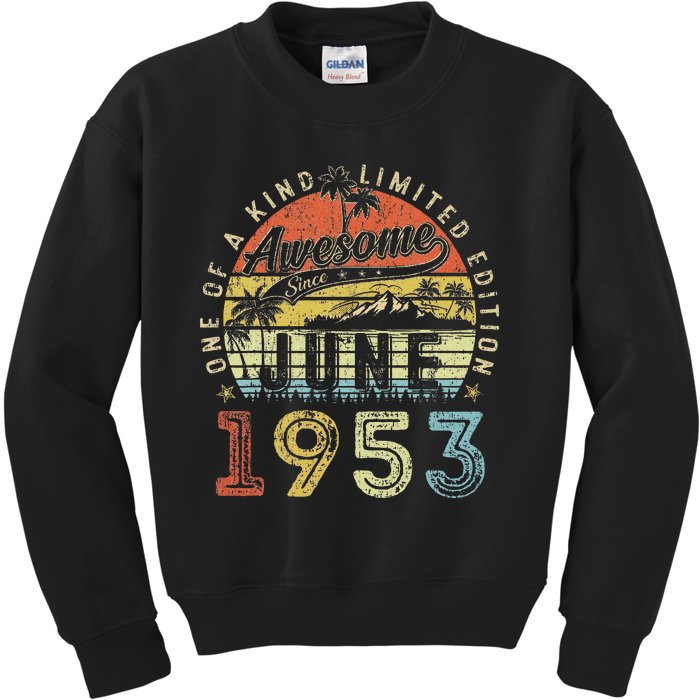 70 Year Old Awesome Since June 1953 70th Birthday Kids Sweatshirt