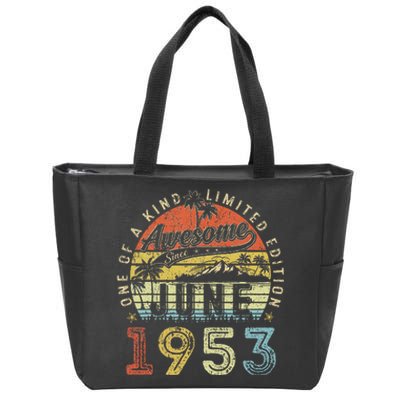 70 Year Old Awesome Since June 1953 70th Birthday Zip Tote Bag