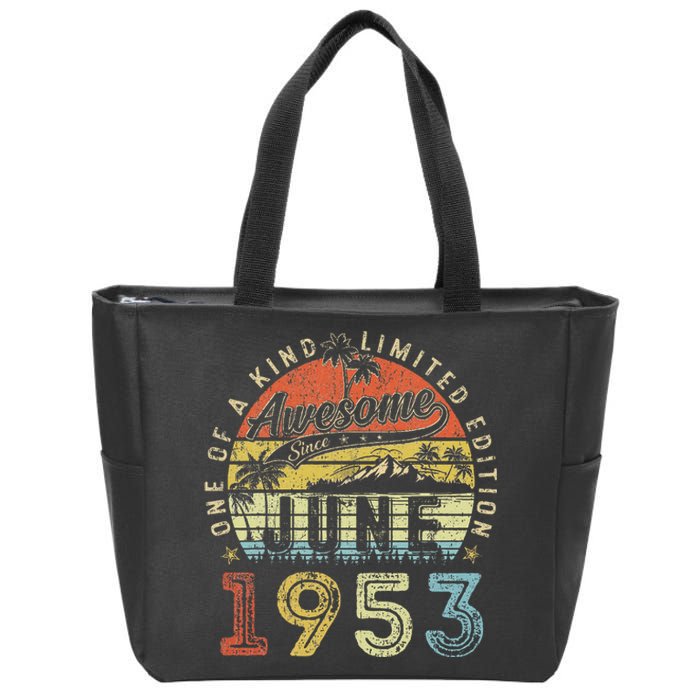 70 Year Old Awesome Since June 1953 70th Birthday Zip Tote Bag