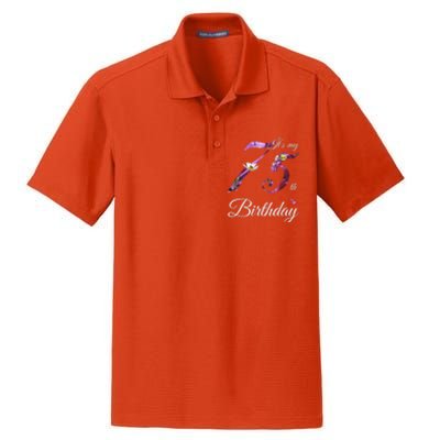 75 Year Old Shirt Floral 1948 It's My 75th Birthday Present Gift Dry Zone Grid Polo