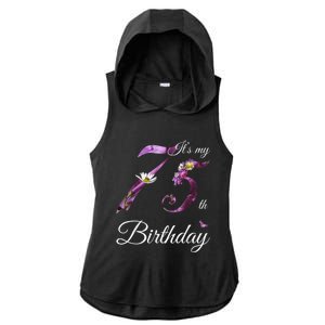 75 Year Old Shirt Floral 1948 It's My 75th Birthday Present Gift Ladies PosiCharge Tri-Blend Wicking Draft Hoodie Tank