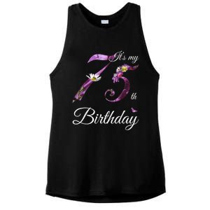 75 Year Old Shirt Floral 1948 It's My 75th Birthday Present Gift Ladies PosiCharge Tri-Blend Wicking Tank