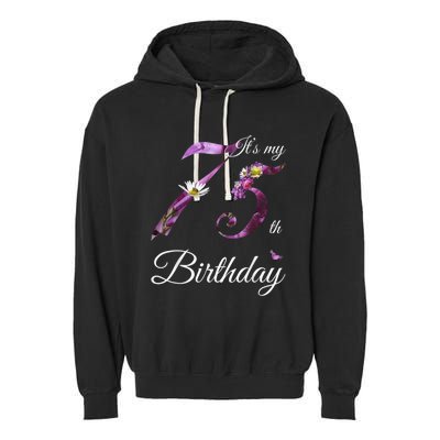 75 Year Old Shirt Floral 1948 It's My 75th Birthday Present Gift Garment-Dyed Fleece Hoodie