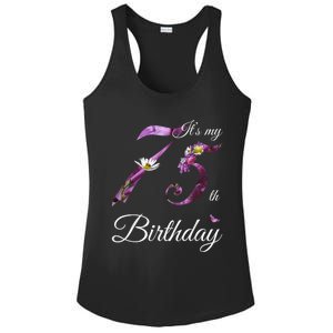 75 Year Old Shirt Floral 1948 It's My 75th Birthday Present Gift Ladies PosiCharge Competitor Racerback Tank