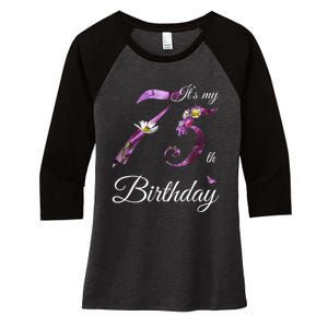 75 Year Old Shirt Floral 1948 It's My 75th Birthday Present Gift Women's Tri-Blend 3/4-Sleeve Raglan Shirt