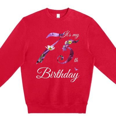 75 Year Old Shirt Floral 1948 It's My 75th Birthday Present Gift Premium Crewneck Sweatshirt