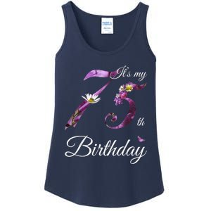 75 Year Old Shirt Floral 1948 It's My 75th Birthday Present Gift Ladies Essential Tank