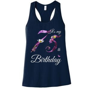 75 Year Old Shirt Floral 1948 It's My 75th Birthday Present Gift Women's Racerback Tank