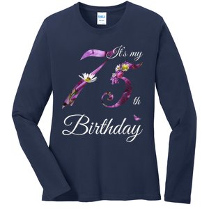 75 Year Old Shirt Floral 1948 It's My 75th Birthday Present Gift Ladies Long Sleeve Shirt