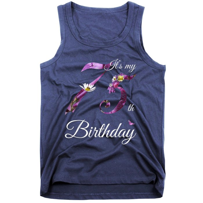 75 Year Old Shirt Floral 1948 It's My 75th Birthday Present Gift Tank Top