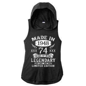 74 Years Old Made In 1948 Shirt 74th Birthday Gift Ladies PosiCharge Tri-Blend Wicking Draft Hoodie Tank