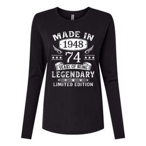 74 Years Old Made In 1948 Shirt 74th Birthday Gift Womens Cotton Relaxed Long Sleeve T-Shirt