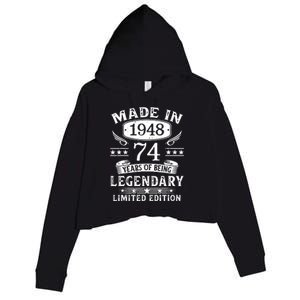 74 Years Old Made In 1948 Shirt 74th Birthday Gift Crop Fleece Hoodie