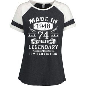 74 Years Old Made In 1948 Shirt 74th Birthday Gift Enza Ladies Jersey Colorblock Tee