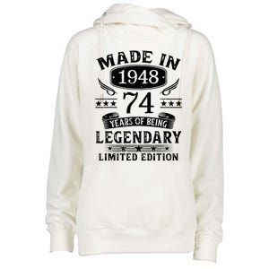 74 Years Old Made In 1948 Shirt 74th Birthday Gift Womens Funnel Neck Pullover Hood