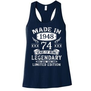 74 Years Old Made In 1948 Shirt 74th Birthday Gift Women's Racerback Tank