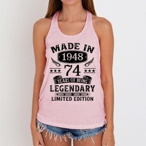 74 Years Old Made In 1948 Shirt 74th Birthday Gift Women's Knotted Racerback Tank