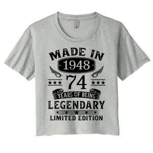 74 Years Old Made In 1948 Shirt 74th Birthday Gift Women's Crop Top Tee