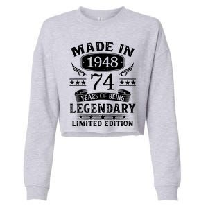 74 Years Old Made In 1948 Shirt 74th Birthday Gift Cropped Pullover Crew