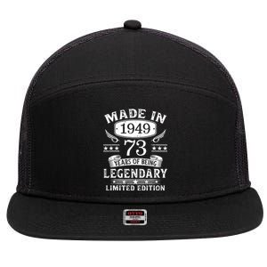 73 Years Old Made In 1949 Shirt 73rd Birthday Gift 7 Panel Mesh Trucker Snapback Hat