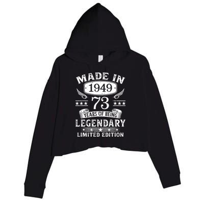 73 Years Old Made In 1949 Shirt 73rd Birthday Gift Crop Fleece Hoodie