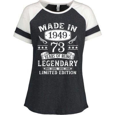 73 Years Old Made In 1949 Shirt 73rd Birthday Gift Enza Ladies Jersey Colorblock Tee