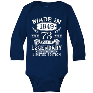 73 Years Old Made In 1949 Shirt 73rd Birthday Gift Baby Long Sleeve Bodysuit