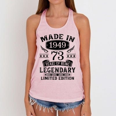 73 Years Old Made In 1949 Shirt 73rd Birthday Gift Women's Knotted Racerback Tank