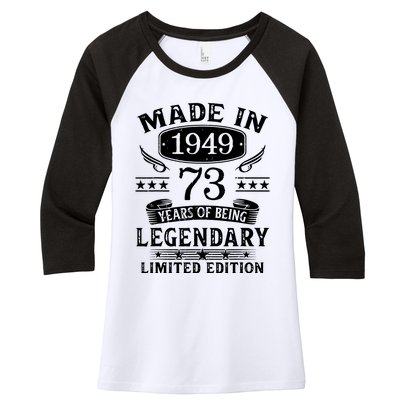 73 Years Old Made In 1949 Shirt 73rd Birthday Gift Women's Tri-Blend 3/4-Sleeve Raglan Shirt