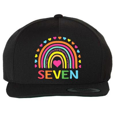 7 Years Old Rainbow 7th Birthday Gift For Girl Boy Wool Snapback Cap