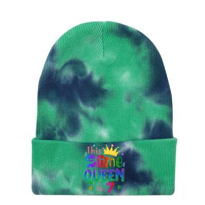 7 Year Old Gift This Slime Queen Is 7th Birthday Girl Teen Tie Dye 12in Knit Beanie