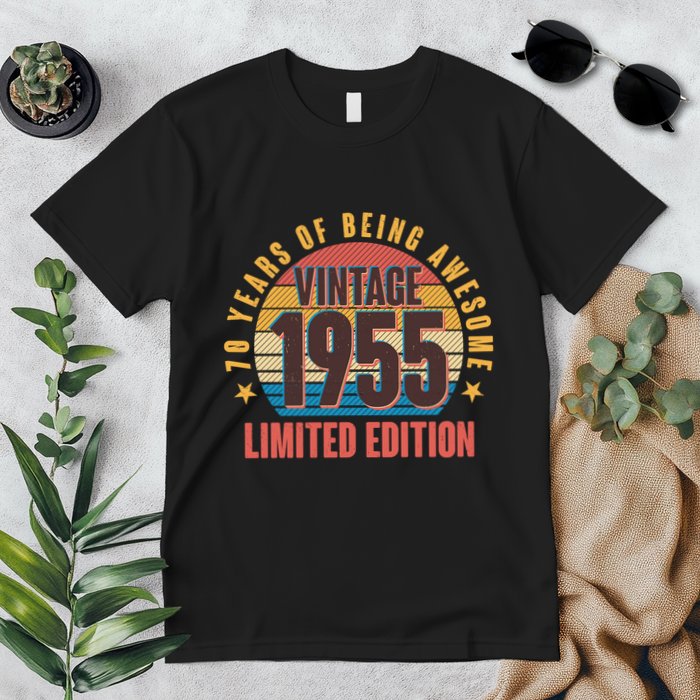 70 Years Of Being Awesome 1955 Limited Edition Vintage Retro Premium T-Shirt