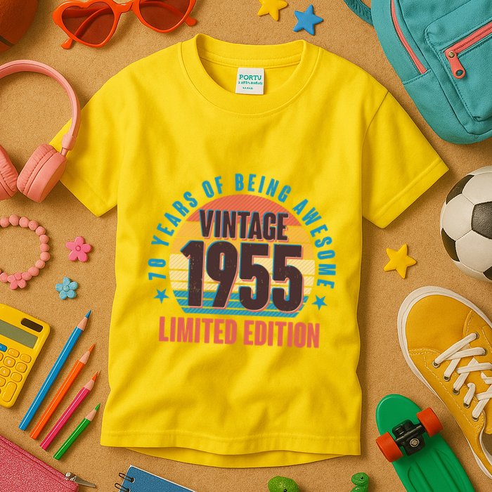 70 Years Of Being Awesome 1955 Limited Edition Vintage Retro Kids T-Shirt