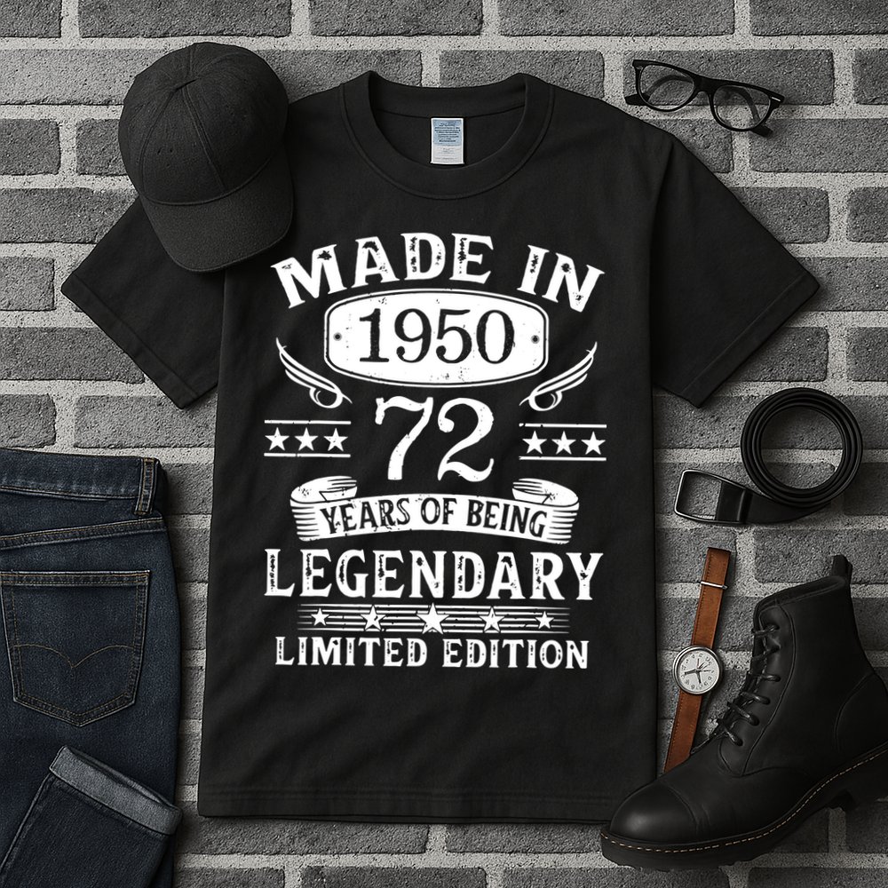 72 Years Old Made In 1950 Shirt 72nd Birthday Gift Tall T-Shirt