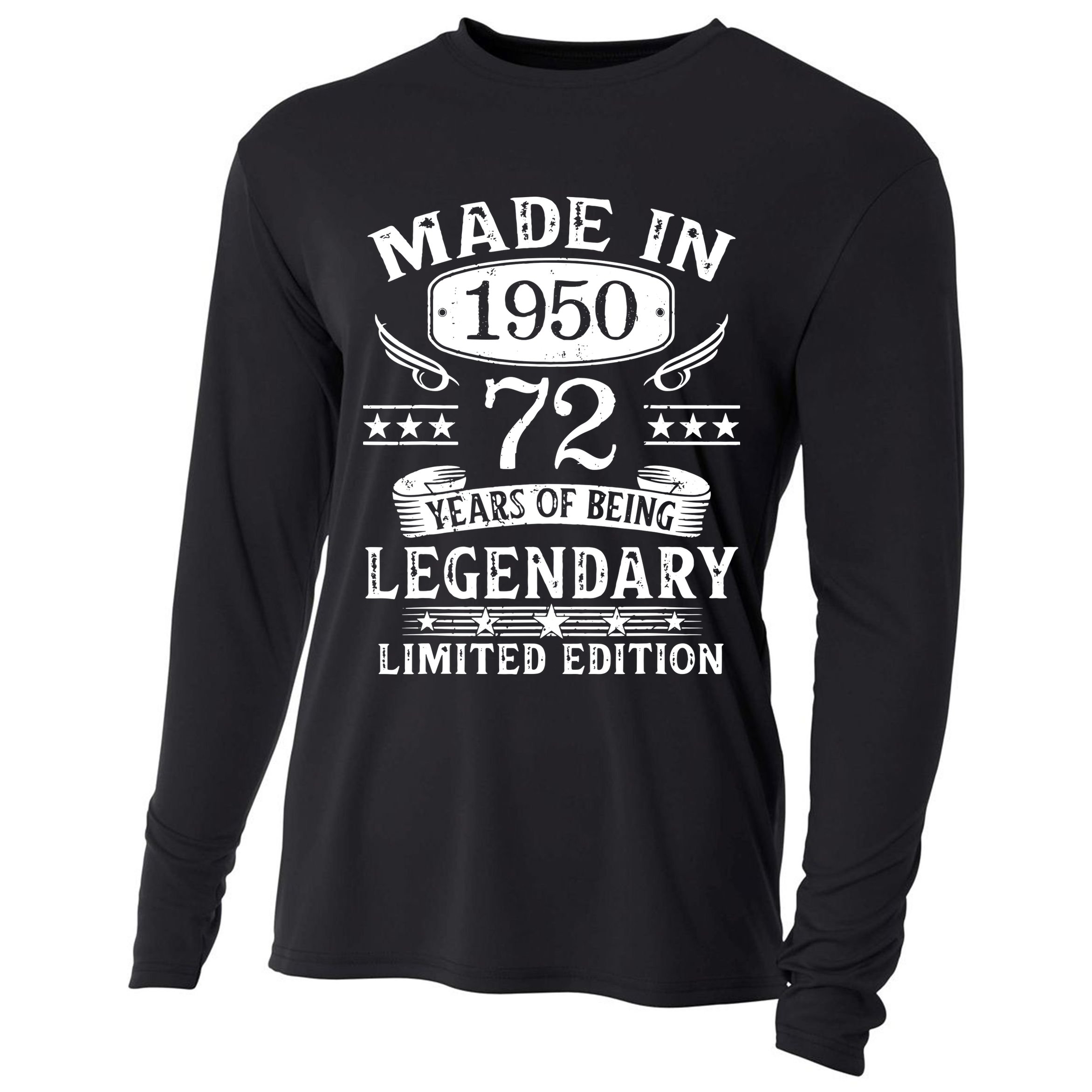 72 Years Old Made In 1950 Shirt 72nd Birthday Gift Cooling Performance Long Sleeve Crew