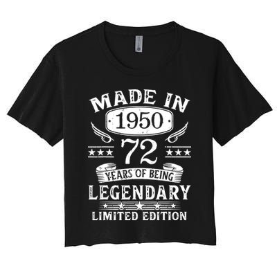 72 Years Old Made In 1950 Shirt 72nd Birthday Gift Women's Crop Top Tee
