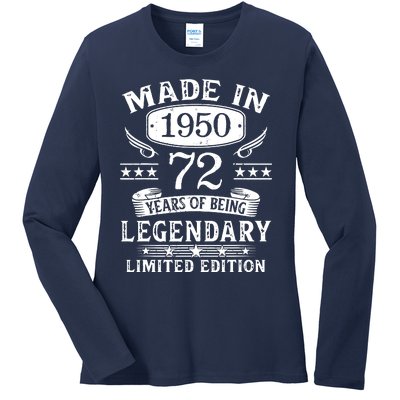 72 Years Old Made In 1950 Shirt 72nd Birthday Gift Ladies Long Sleeve Shirt