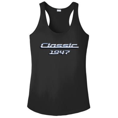 76 Year Old: Vintage Classic Car 1947 76th Birthday Ladies PosiCharge Competitor Racerback Tank