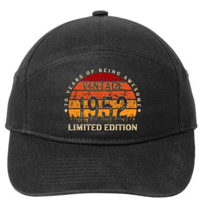 70 Year Old Gifts Retro Vintage 1952 Limited Edition 70th Birthday 7-Panel Snapback Hat