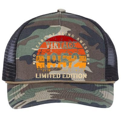 70 Year Old Gifts Retro Vintage 1952 Limited Edition 70th Birthday Retro Rope Trucker Hat Cap