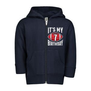 7 Years Old American Football 7th Birthday Boy Retro Style Toddler Zip Fleece Hoodie